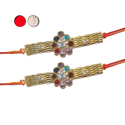 "Stone Studded Rakhi - SR-9020A -027 (2 RAKHIS) - Click here to View more details about this Product